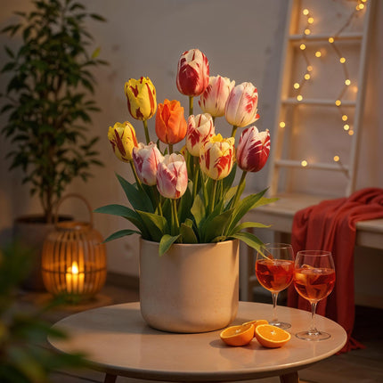 Blumenzwiebeln Tulipa Flaming Beauty Mix – Verschiedene Farben – 15 Stück – Zwiebelgröße 11/12 – Bunte Tulpenmischung für Garten, Balkon & Terrasse – Frühjahrsblüher