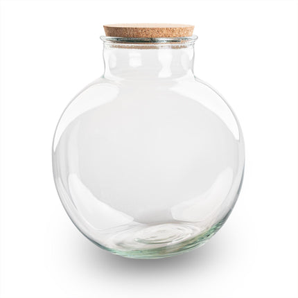 Terrarienflasche Bolder Bob mit Korken – Ø30cm ↕31cm – Glasflasche aus Recyclingglas – ca. 11L Volumen – Für DIY – Terrarien & Mini – Ökosysteme