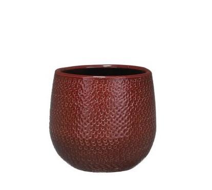 Blumentopf Gabriel – Bordeaux – Ø14cm – Runder Keramik Pflanztopf in glänzender Optik – Modern & elegant
