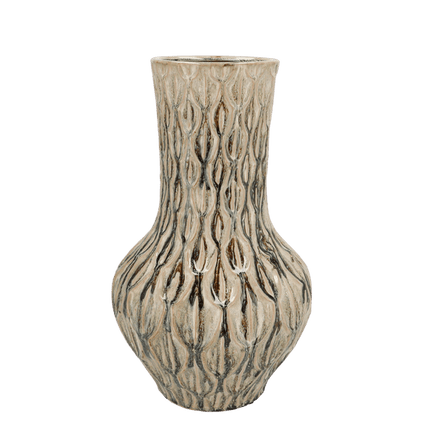Vase Stein Boa Grün – H39xB23cm – Große Keramikvase in edler Steinoptik – Dekovase für Trockenblumen & Kunstpflanzen