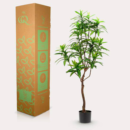 Kunstpflanze Dracaena ↕130cm – künstliche Grünpflanze für Wohnzimmer, Büro, Flur & pflegeleichte Deko