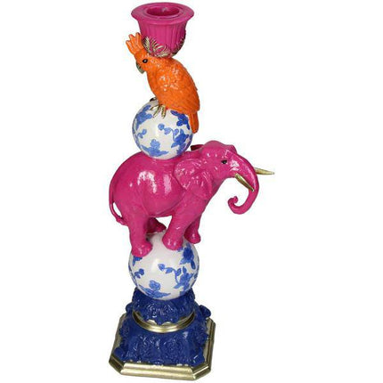 Kerzenständer Rosa Elefant – Kerzenhalter Polyresin – 30 cm – Verspieltes Deko-Highlight für Wohnzimmer und Tisch