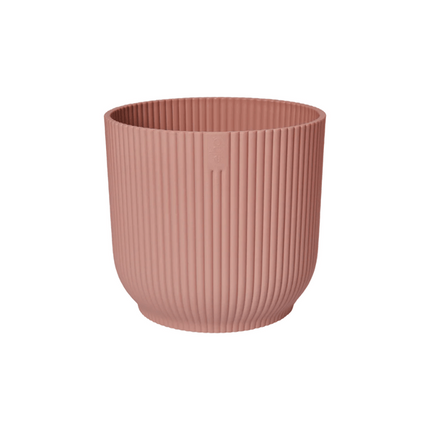 Pflanztopf Vibes Fold – Rosa – D35cm x H33cm – Blumentopf mit Rillenstruktur – Mit Wasserablauf & Rollen – Übertopf für große Zimmerpflanzen