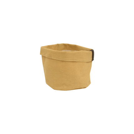Pflanzentasche Ocker – Ø12cm – Stofftopf für Zimmerpflanzen & Kräuter – Flexibler Pflanzenbeutel mit Drainage – Indoor & Outdoor