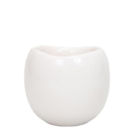 Blumentopf Bowl – Weiß – Keramik – Ziertopf Ø9cm – Handgefertigter Übertopf mit Wellenrand – Für Zimmerpflanzen & Sukkulenten