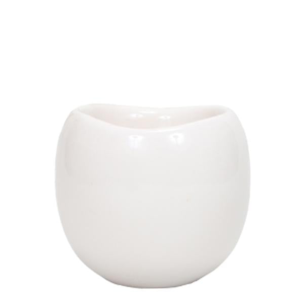 Blumentopf Bowl – Weiß – Keramik – Ziertopf Ø9cm – Handgefertigter Übertopf mit Wellenrand – Für Zimmerpflanzen & Sukkulenten