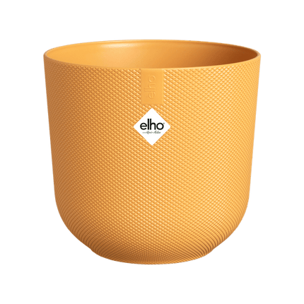 Pflanztopf Jazz Round – bernsteingelb – Ø14cm – Moderner Blumentopf für Innen – & Außenbereiche – Eleganter runder Kunststofftopf in leuchtender Farbe