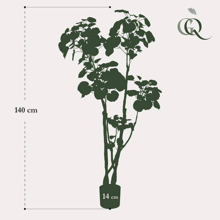 Kunstpflanze Polyscias Aralia ↕135cm – künstliche Grünpflanze für Wohnzimmer, Büro, Flur & pflegeleichte Deko
