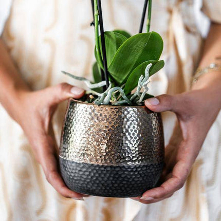 Blumentopf Elite Kupfer – Ø9cm – Moderner Keramik Übertopf – Dekorativer Pflanztopf für kleine bis mittelgroße Zimmerpflanzen – Stilvolle Innendeko