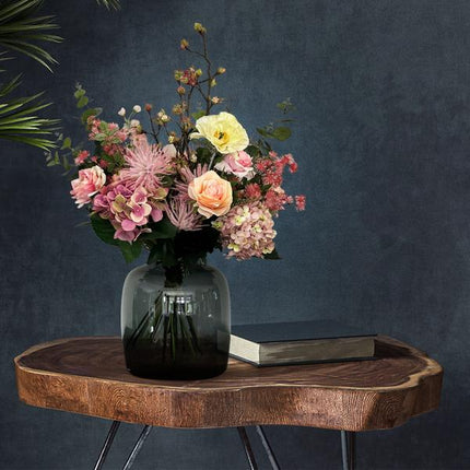 Kunstblumenstrauß – Mystischer Sommer – 65cm – Hochwertige künstliche Blumen in Rosa, Weiß & Gelb – Sommerlicher Deko-Strauß für Zuhause & Geschenkideen