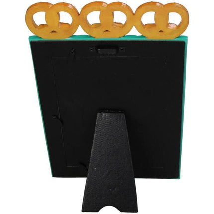Bilderrahmen Pretzel – Polyresin – Türkis – 13x18 cm – Verspieltes Brezel-Design – Kreative Foto-Deko für Zuhause