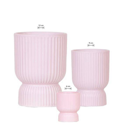 Kombi-Angebot Diabolo Topf – Rosa – 3er-Set Ø6cm, Ø9cm & Ø12cm – Moderne Dekotöpfe im zeitlosen Design – Pflanzentöpfe für Zimmerpflanzen, Sukkulenten & Kakteen – Stilvolle Ziertöpfe für Innen & Außen