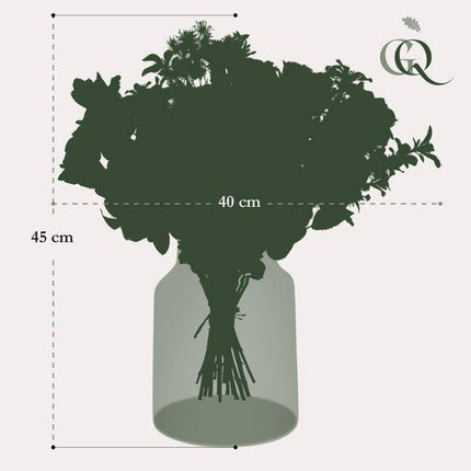 Kunstblumenstrauß – Flammenrosen – 45cm – Handgebundener Strauß mit Kunstrosen, Beeren & Laub – Hochwertige künstliche Blumen für Zuhause & Geschenkideen