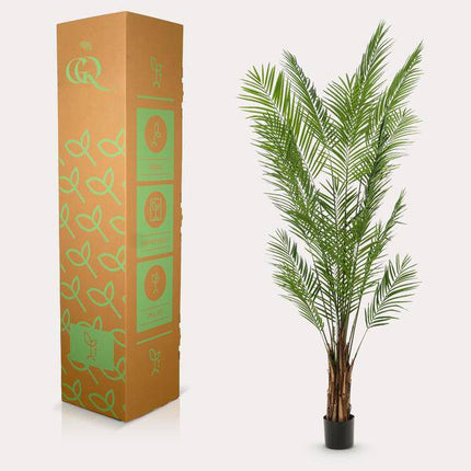 Areca Lutescens Goldpalme – Künstliche Zimmerpflanze – Tropische Palme 240 cm – pflegeleichte Dekoration für Wohnzimmer, Büro & Innenräume
