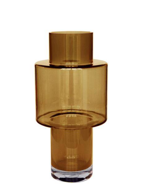Glas Vase Juba Cognac M – H40cm x B20cm – mundgeblasenes dickes Glas – elegante hohe Vase für Wohnzimmer, Küche, Schlafzimmer & Büro – dekorative Blumenvase