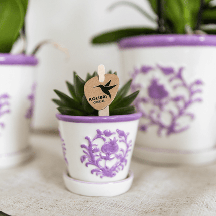 Malaga Topf – Flieder – Ø6cm – Blumentopf aus Keramik im mediterranen Stil – Handgefertigte Optik