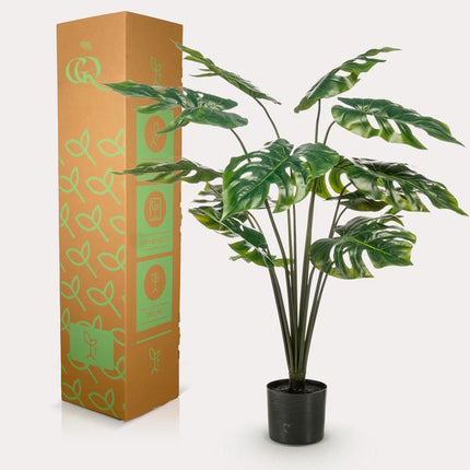 Kunstpflanze Monstera Deliciosa – Löcherpflanze – 95cm – Hochwertige künstliche Pflanze mit großen naturgetreuen Blättern – Immergrüne Dekopflanze für Wohnzimmer, Büro & Innenräume – Pflegefrei & haustiersicher