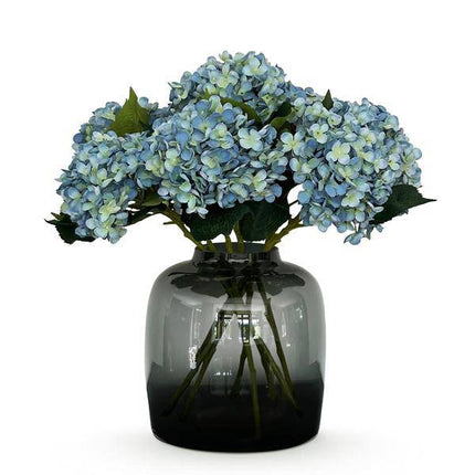 Künstliche Blumenstrauß Hortensien Blau – 8 Zweige je 52cm – Realistische Kunstblumen – Zeitloser Deko Blumenstrauß – Langlebige & pflegeleichte Dekoration für Zuhause, Büro & Events