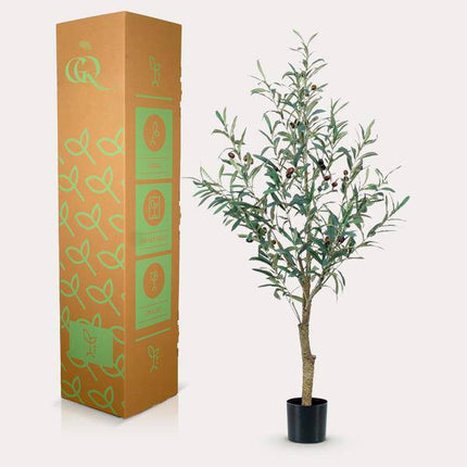 Kunstpflanze Olivenbaum – Olea Europaea – 115cm – künstlicher Baum mit naturgetreuen Blättern & Oliven – Deko-Pflanze für Zimmer & Büro – pflegefrei