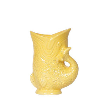 Dekotopf Fish – Gelb – Ø9cm – Keramik Blumentopf in Fischform – Glänzende Oberfläche – Für Sukkulenten, Zimmerpflanzen & Kräuter
