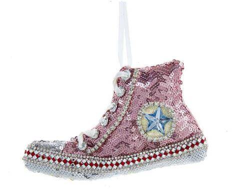 Weihnachtsbaumkugel Rosa Turnschuh – 3D Resin Design – Strahlend weiße Deko Kugel mit detailreichem Sneaker – Motiv