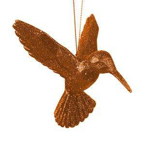 Weihnachtsbaumkugel Amber Hummingbird Glitter – 3D Resin Design – Strahlend weiße Deko Kugel mit funkelndem Kolibri – Motiv