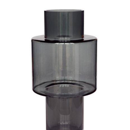 Glas Vase Juba M – Grau – H40cm x Ø20cm – elegante Dekovase aus mundgeblasenem Glas – stilvolle Blumenvase für Wohnzimmer, Küche & Büro