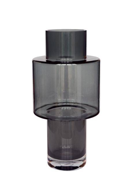 Glas Vase Juba M – Grau – H40cm x Ø20cm – elegante Dekovase aus mundgeblasenem Glas – stilvolle Blumenvase für Wohnzimmer, Küche & Büro