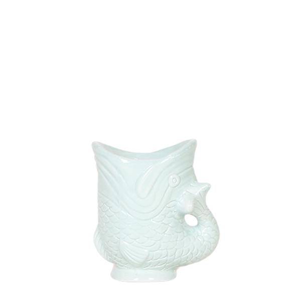 Dekotopf Fish – Türkis – Ø6cm – Keramik Blumentopf in Fischform – Glänzende Oberfläche – Für Sukkulenten & Mini-Pflanzen