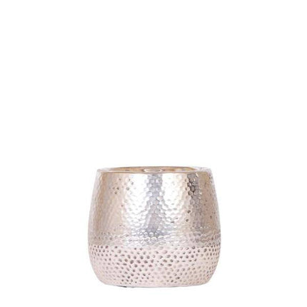 Blumentopf Elite Silber – Ø9cm – Glänzender Keramik Übertopf – Dekorativer Pflanztopf für Zimmerpflanzen – Moderner Keramiktopf für stilvolle Innendeko