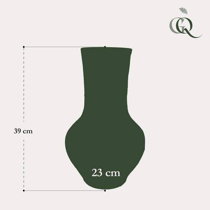 Vase Stein Boa Grün – H39xB23cm – Große Keramikvase in edler Steinoptik – Dekovase für Trockenblumen & Kunstpflanzen