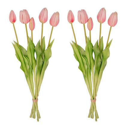 Tulpenstrauß Pink – 10 Kunsttulpen – 42 cm – Real Touch – Fröhliche & langlebige Wohnraumdekoration