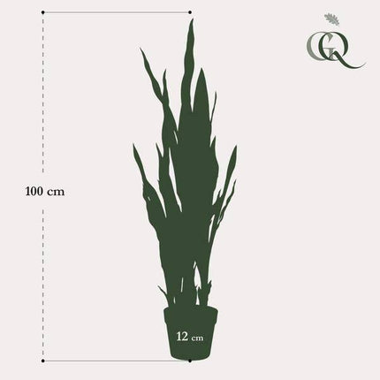 Kunstpflanze Sansevieria Black Coral – Frauenzunge – 97cm – Hochwertige künstliche Pflanze mit naturgetreuen dunkelgrünen Blättern – Immergrüne Dekopflanze für Wohnzimmer, Büro & Innenräume – Pflegefrei & langlebig