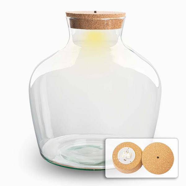 Flaschengarten – Terrarienflasche Fat Joe – geschlossenes Terrarium mit Korkdeckel – H30cm – Klarglas – aus recyceltem Glas – DIY Pflanzengefäß