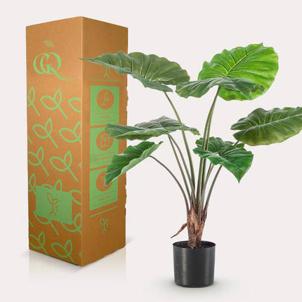 Kunstpflanze Alocasia Frydek – Elefantenohr – 70cm – künstliche Pflanze mit grünen Blättern – Deko-Pflanze für Zimmer & Büro – pflegefrei