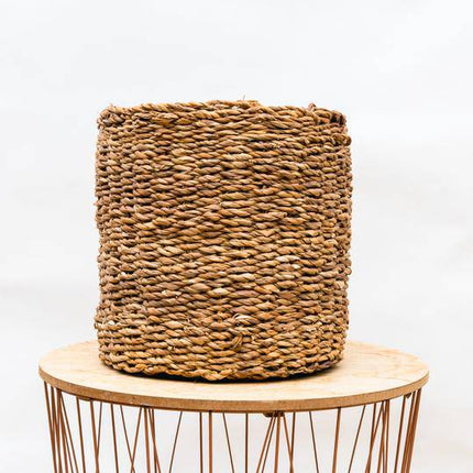 Korb Ido – 34cm x 31cm – Runder Aufbewahrungskorb im Natur-Look – Vielseitig nutzbar für Wohnzimmer, Schlafzimmer & Terrasse – Dekorativer Korb für Pflanzen, Decken & mehr