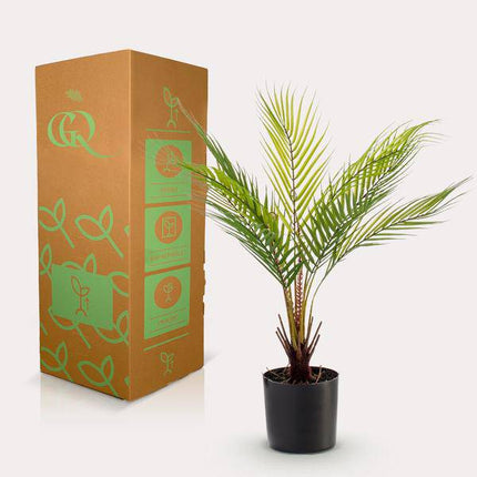 Kunstpflanze Chamaedorea Elegans – Bergpalme – 50cm – künstliche Mini – Palme mit naturgetreuen Fiederblättern – pflegefrei