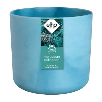 Pflanztopf Ocean Atlantikblau D18xH17 – Nachhaltiger Blumentopf aus Ozean – inspiriertem Recyclingmaterial – Mit Drainageloch