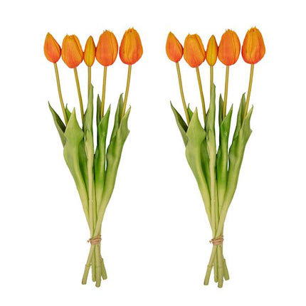 Orange Tulpenstrauß – 10 Stück – Künstliche Tulpen 42 cm – Real Touch – Frühlingsdeko & Tischdeko