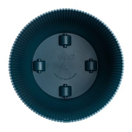 Pflanztopf Vibes Fold – Blau – D35cm x H33cm – Moderner Blumentopf mit Rillenstruktur – Mit Wasserablauf & Rollen – Dekorativer Übertopf für große Zimmerpflanzen – Mobil & stilvoll