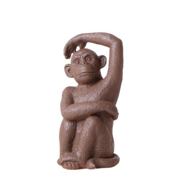 Ornament Dekoskulptur Sitzender Affe – Braun – Handgefertigte Polystone – Figur – 13cm – Dekoration für Zuhause & Pflanzenarrangements