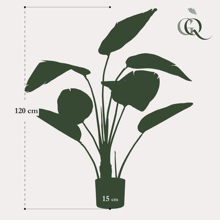 Strelitzia nicolai Paradiesvogelblume – Kunstpflanze – Zimmerpflanze – ↕120cm – Realistische Seidenblätter – Pflegeleicht & Dekorativ