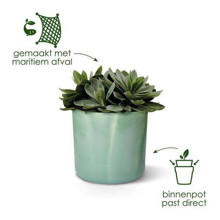 Pflanztopf Ocean Atlantikblau D18xH17 – Nachhaltiger Blumentopf aus Ozean – inspiriertem Recyclingmaterial – Mit Drainageloch