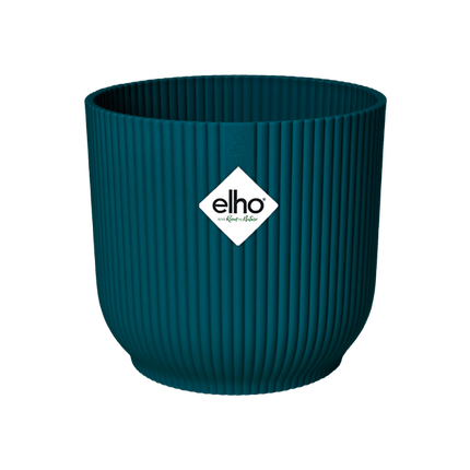 Pflanztopf Vibes Fold – Blau – D18cm x H17cm – Moderner Blumentopf mit Rillenstruktur – Mit Wasserablauf – Dekorativer Kunststoff-Übertopf für Zimmerpflanzen – Für Wohnzimmer & Büro