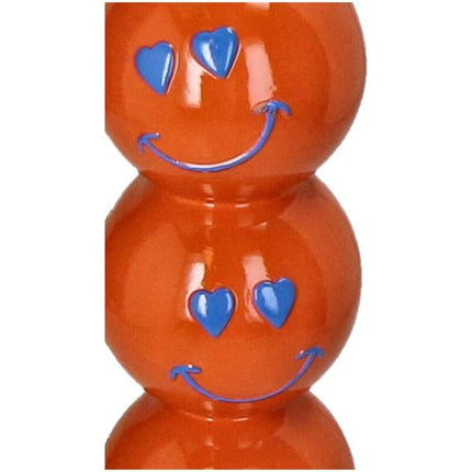 Kerzenhalter Smiley – Polyresin – Orange – 9x9x26,5cm – Fröhlicher Deko-Kerzenständer – Für Innenbereiche – Verspieltes Design für Zuhause