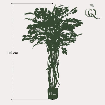 Ficus Liana – Künstliche Zimmerpflanze – ↕140 cm – Realistische Stiefmütterchen-Pflanze – Dekoration für Wohnzimmer, Flur & Wintergarten