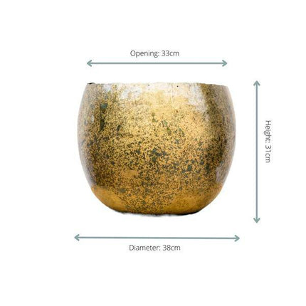 Pflanztopf Ellen Messing – Blumentopf 38x31cm – Moderner Metalltopf in Messing-Optik – Dekorativer Pflanzkübel für Innen – Eleganter Übertopf mit stilvollem Design