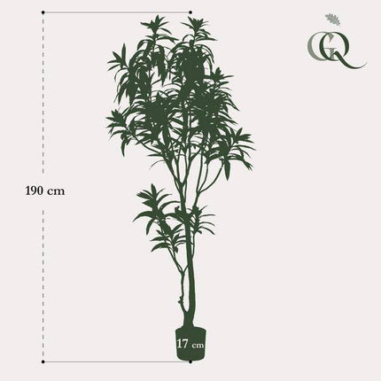 Kunstpflanze Dracaena ↕190cm – künstliche Grünpflanze für Wohnzimmer, Büro, Flur & pflegeleichte Deko