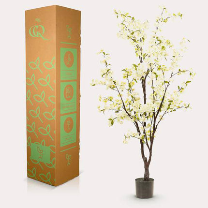 Künstliche Kirschblüte Prunus – Weiß – ↕175cm – Hochwertige Kunstpflanze für Innenräume – Täuschend echt – Dekoration für Wohnzimmer, Büro & Empfang