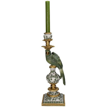 Kerzenhalter Vogel – Grün – Polyresin – 13x13x39cm – Deko & Wohnaccessoire